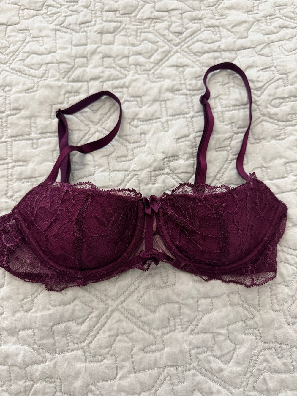 Lace Underwire Balconet Bra in Plum/Maroon - Women's Intimates
